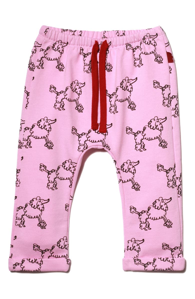 Mon Coeur Poodle Print Drawstring Waist Pants, Main, color, Bonbon/ Print