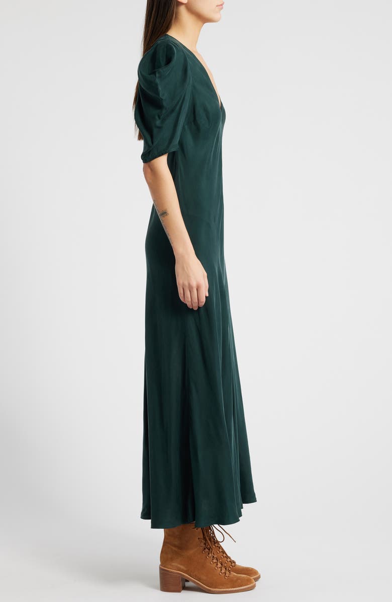 THE GREAT. The Century Puff Sleeve Dress, Alternate, color, Winter Pine