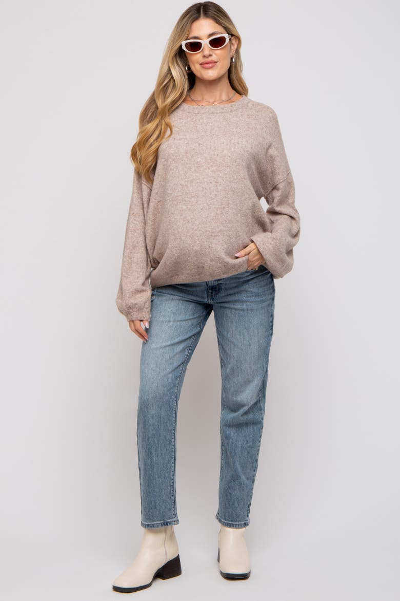 Basic Drop Shoulder Sweater, Alternate, color, Taupe