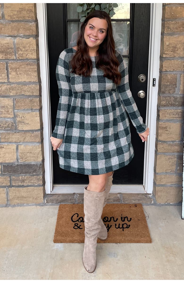 PinkBlush Plaid Knit Dress, Alternate, color, Green