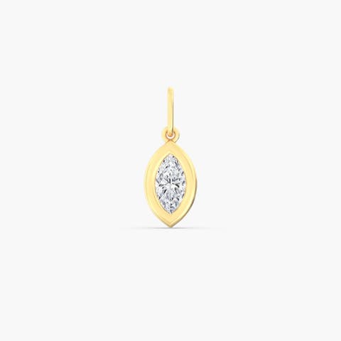 Marquise Domed Lab Diamond Charm in 14K