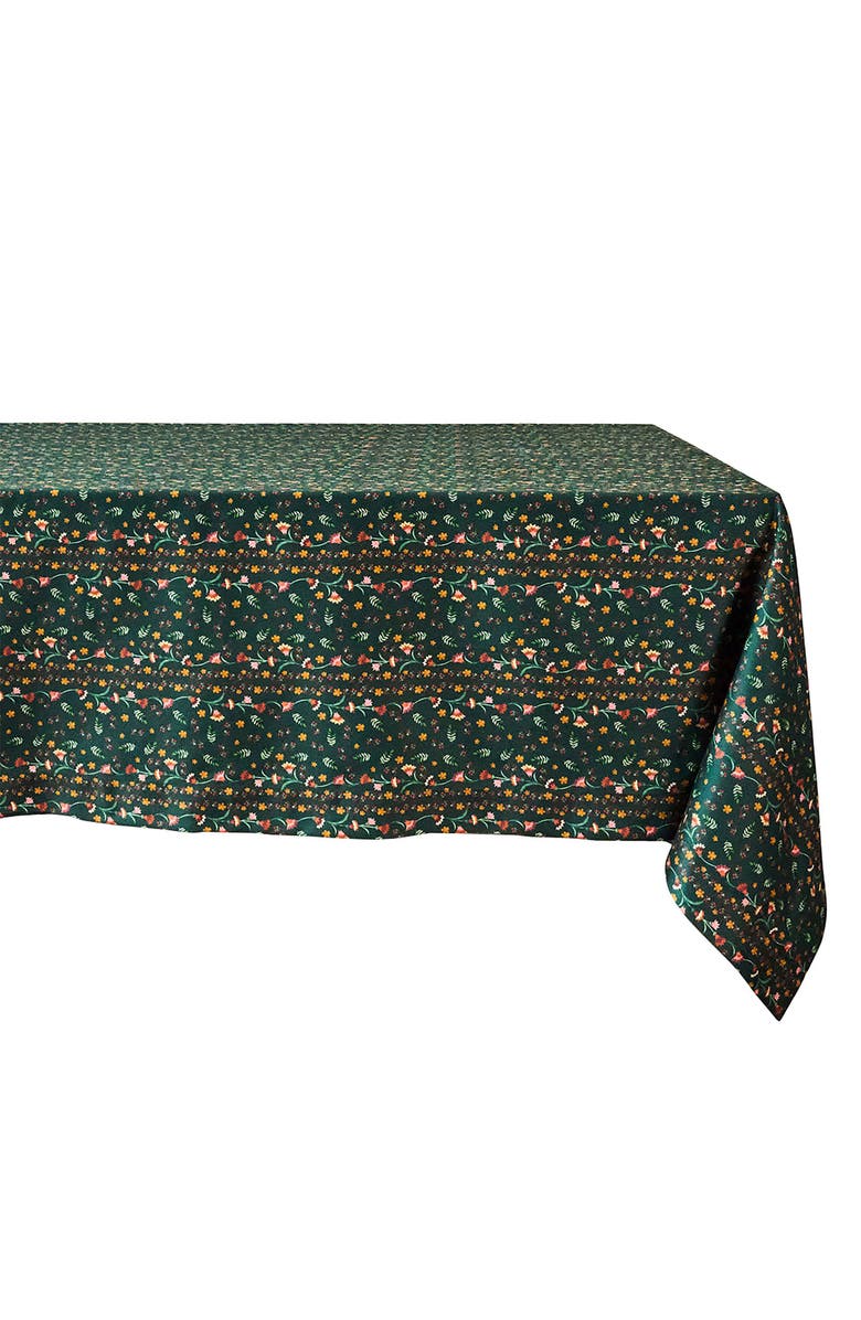 Juliska Klara Cotton Tablecloth, Main, color, Evergreen