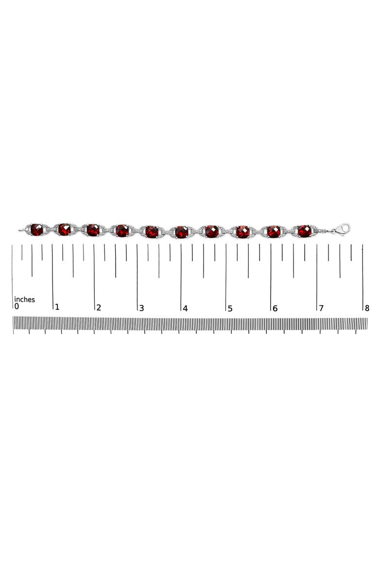 Silver Garnet & Diamond Accent Tennis Link Bracelet, Alternate, color, White