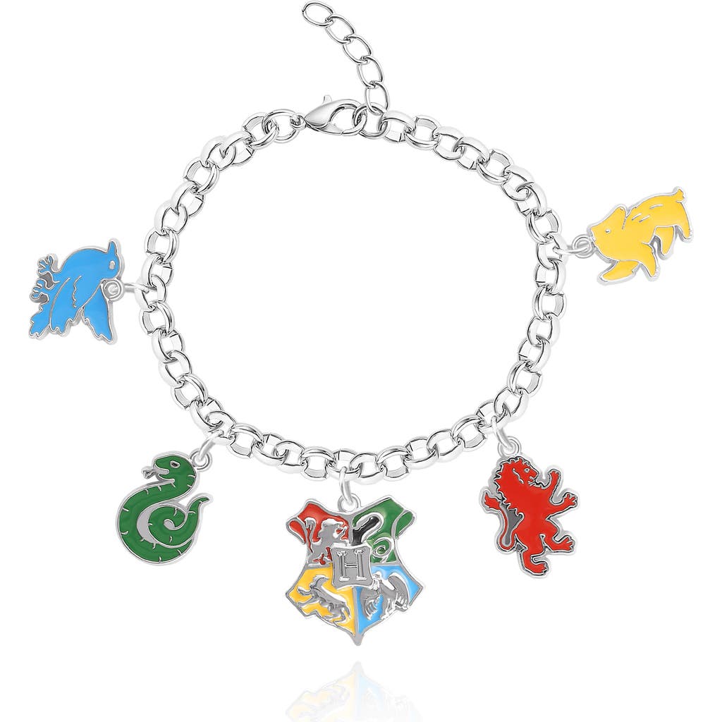 Harry Potter Charm Bracelet With 5 Hogwarts House Charms, 7"+1" In Metallic