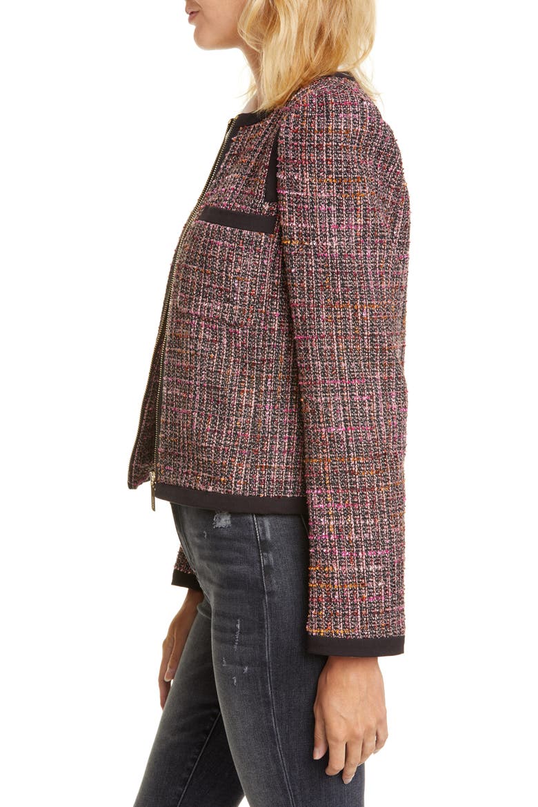 puff sleeve tweed jacket, Alternate, color, BLACK MULTI