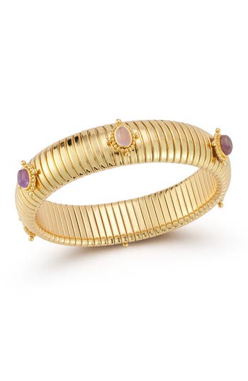 Shop Chloe & Madison Chloe And Madison Tuboga Stretch Bracelet In Gold/pink