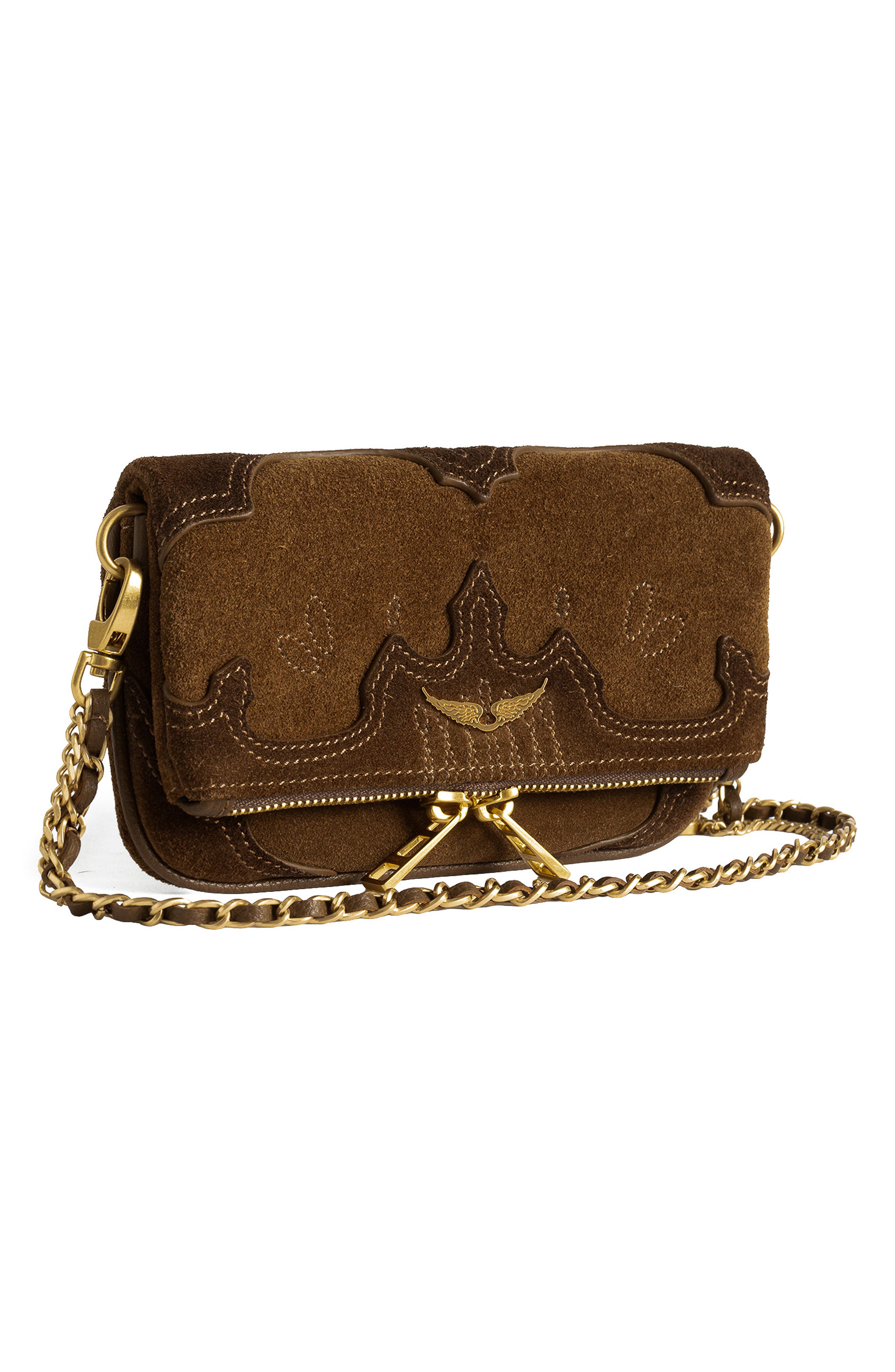 Rock Nano Western Leather Crossbody Bag, Alternate, color, COGNAC