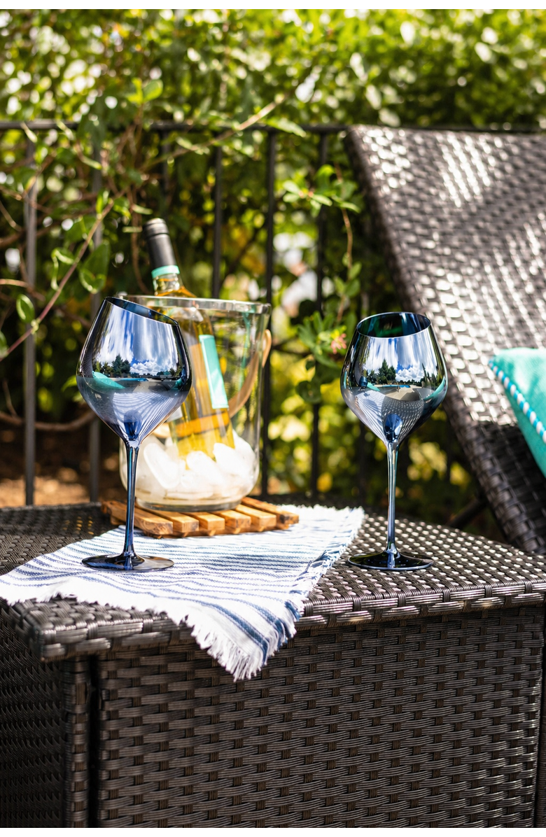 Jeanne Fitz Slant Collection Red Wine Glasses, Set of 2, Blue, Alternate, color, Blue