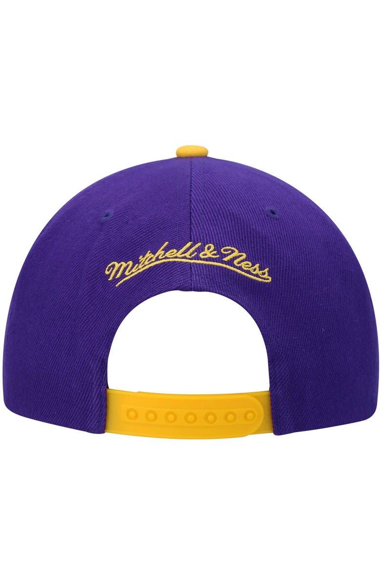 Mitchell & Ness Men's Mitchell & Ness Purple/Gold Los Angeles Lakers Hardwood Classics Gradient Wordmark Snapback Hat, Alternate, color,