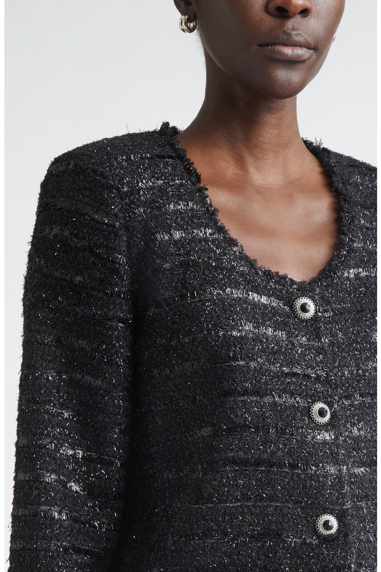 Metallic Tweed Jacket, Alternate, color, BLACK
