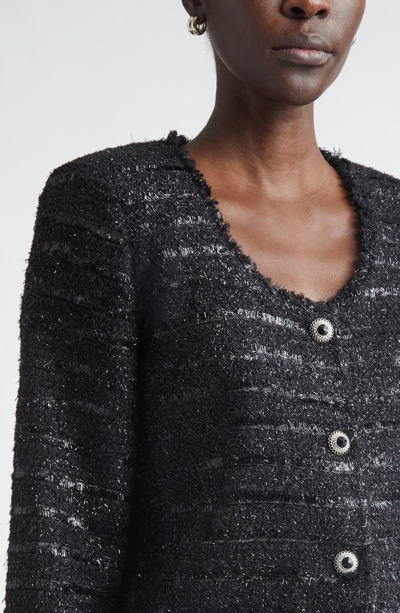 ST. JOHN Metallic Tweed Jacket, Alternate, color, Black