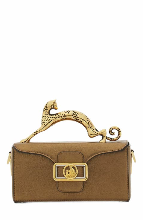 Nano Pencil Cat Bag In Metallic Grained Leather