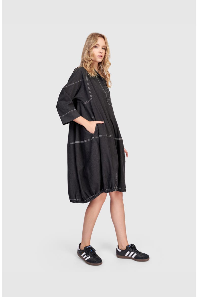Panama Oversized Shirt Dress, Alternate, color, Black