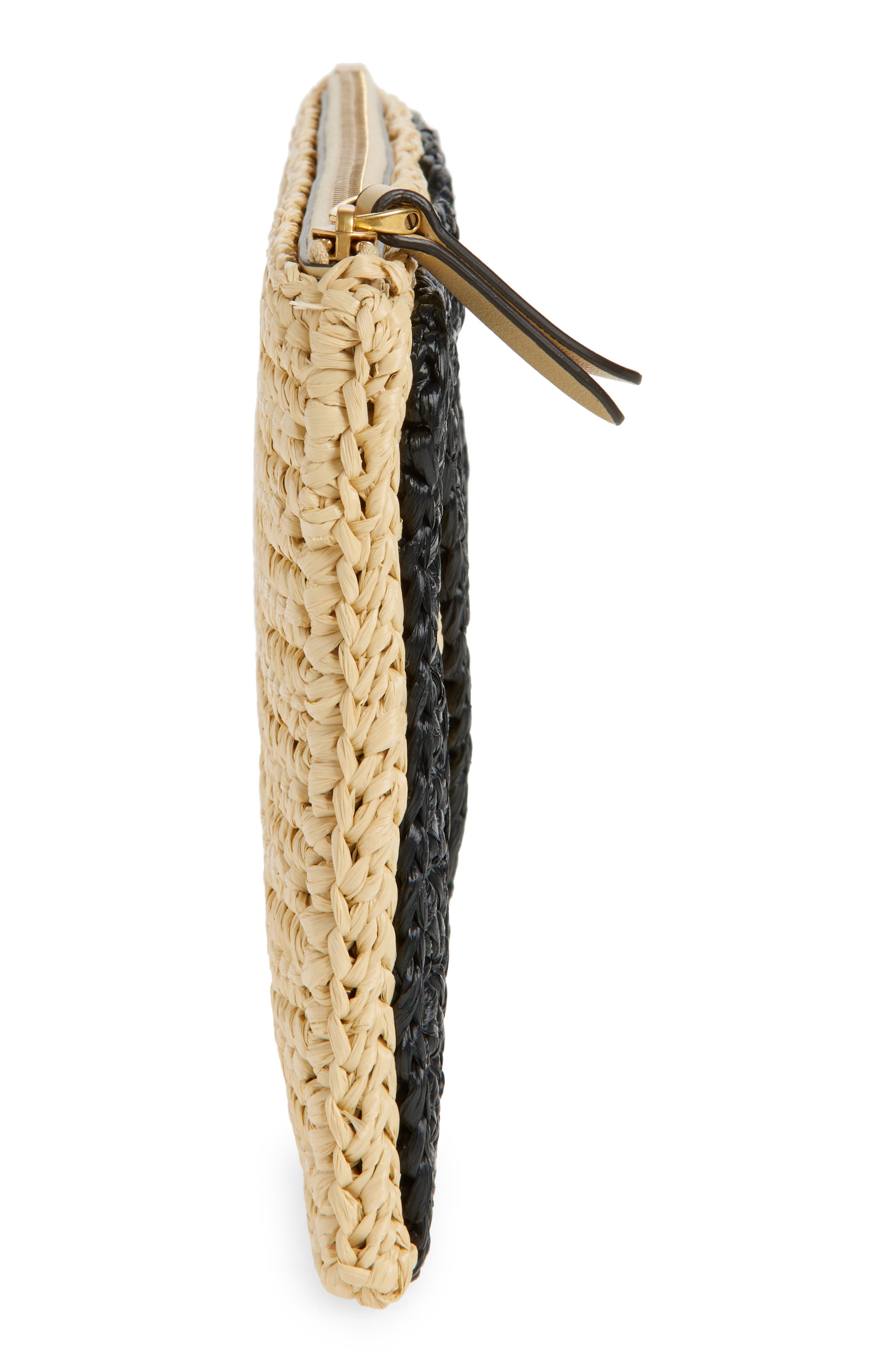 Valentino Garavani Viva Superstar Raffia Clutch, Alternate, color, Naturale Nero