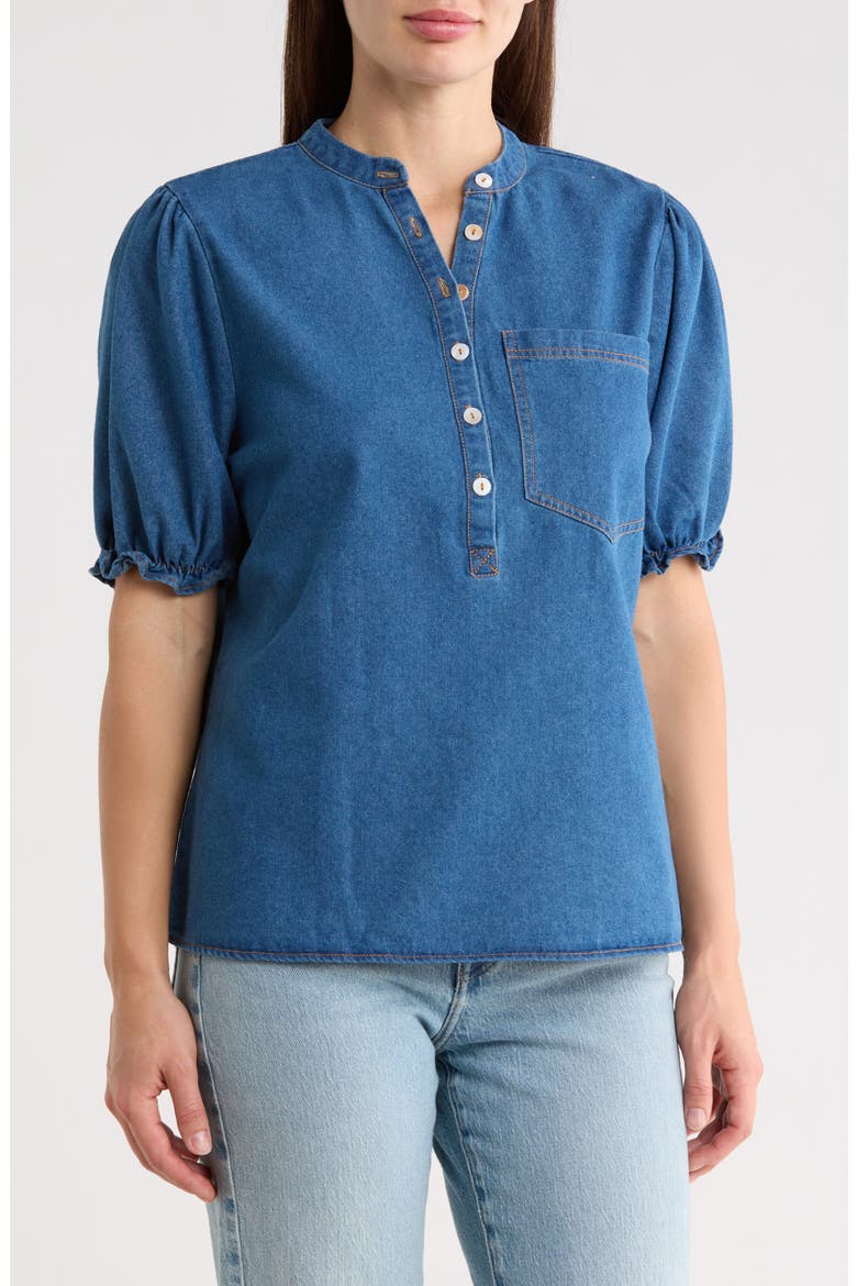 Short Sleeve Denim Shirt, Main, color, DENIM