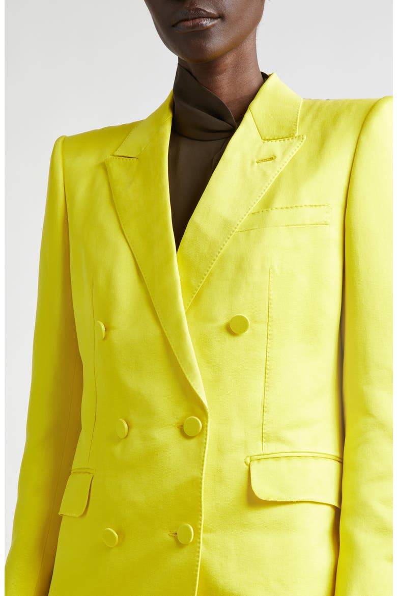 Double Breasted Hammered Satin Jacket, Alternate, color, BY160 CITRON