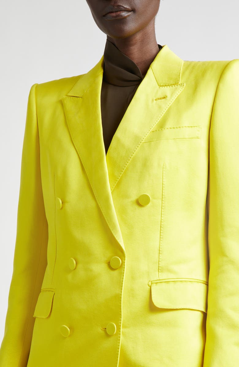 TOM FORD Double Breasted Hammered Satin Jacket, Alternate, color, By160 Citron