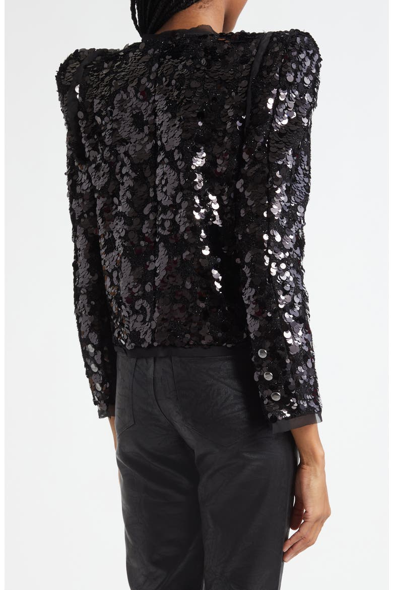 Shai Paillette Strong Shoulder Jacket, Alternate, color, BLACK