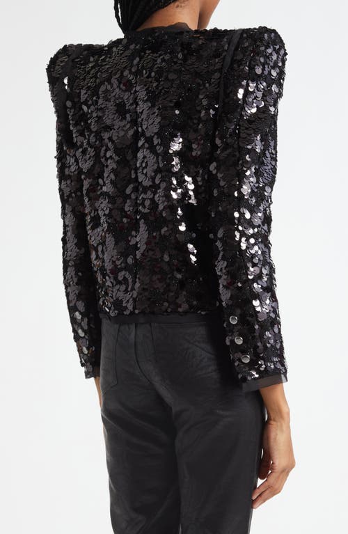 L'agence Shai Paillette Strong Shoulder Jacket In Black