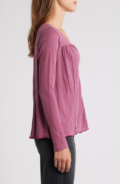 Lucky Brand Lace Trim Knit Top In Pink