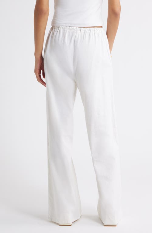 Open Edit Wide Leg Linen Blend Pants In White