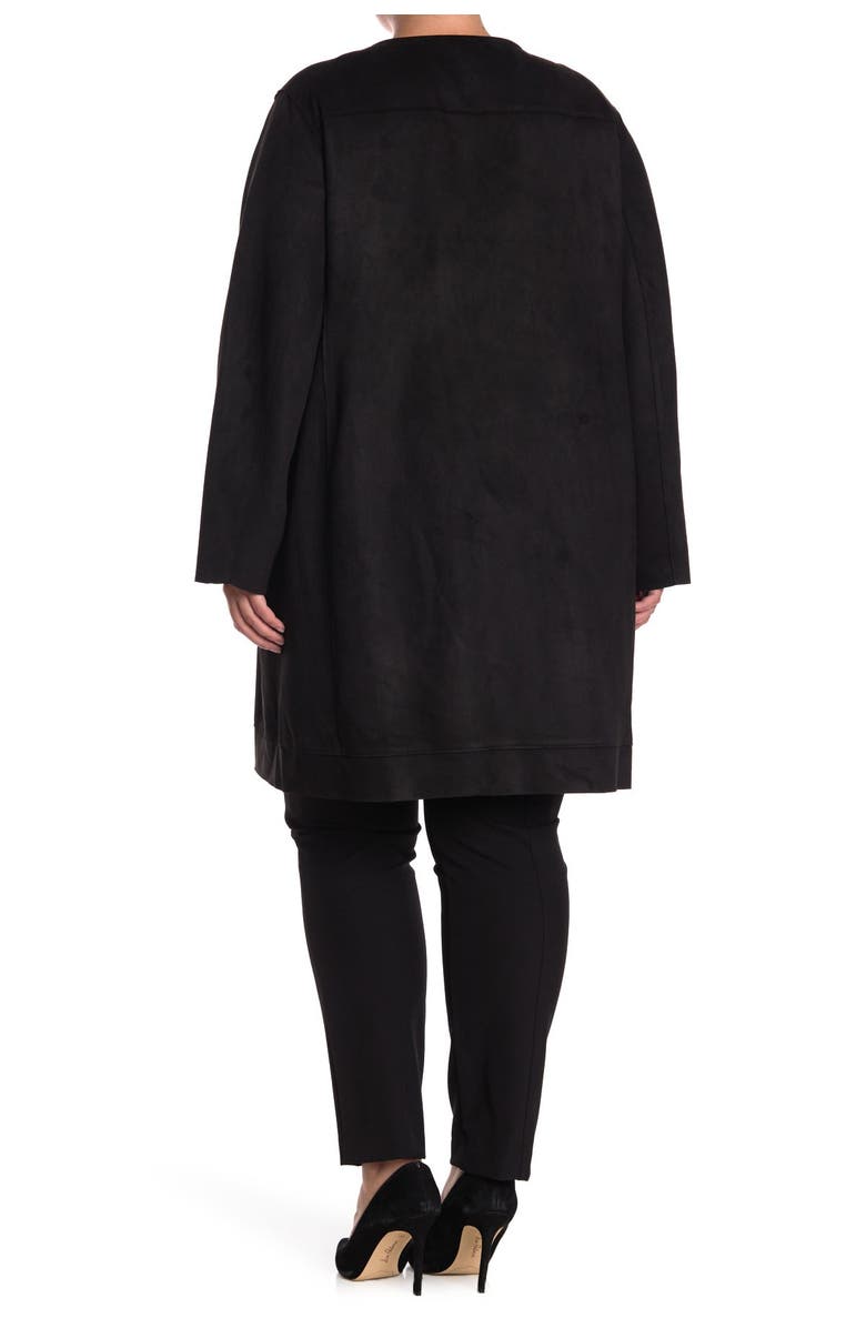 T Tahari Faux Suede Patch Pocket Long Cardigan, Alternate, color, 