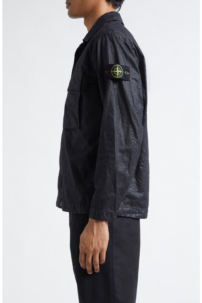 Garment Dye Nylon Panama Overshirt, Alternate, color, BLACK