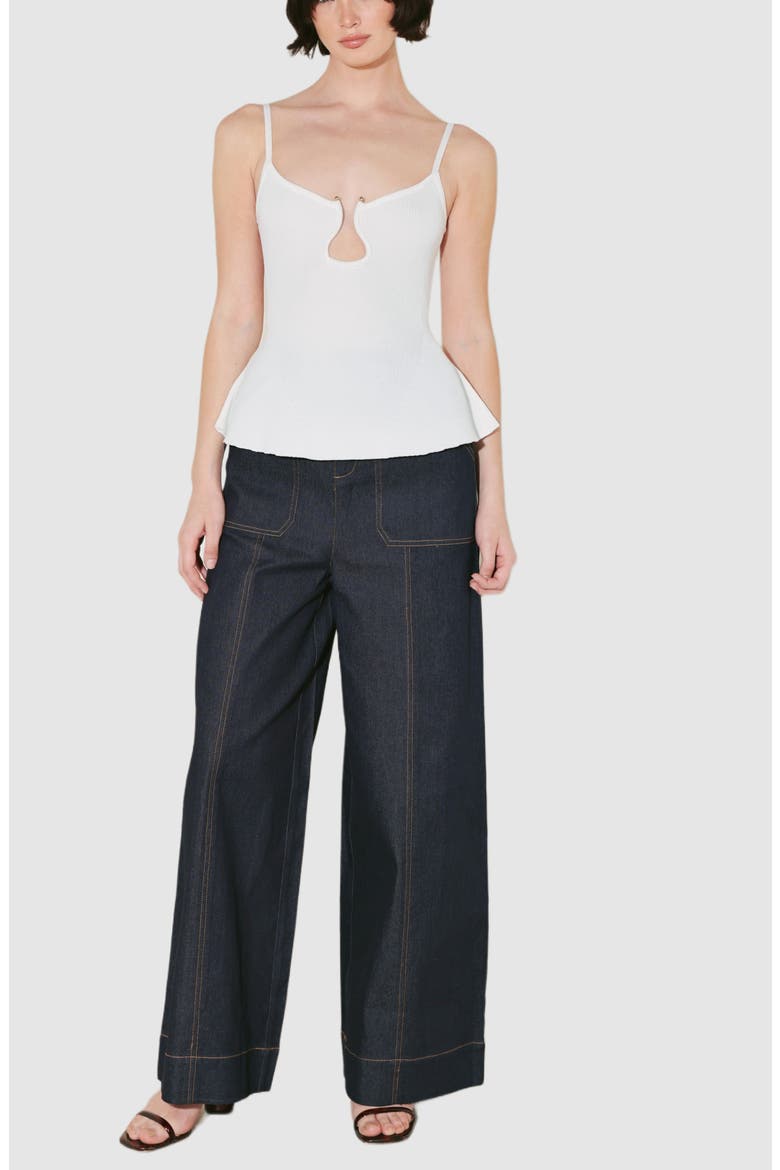 Keyhole Cutout Knit Camisole, Alternate, color, WHITE