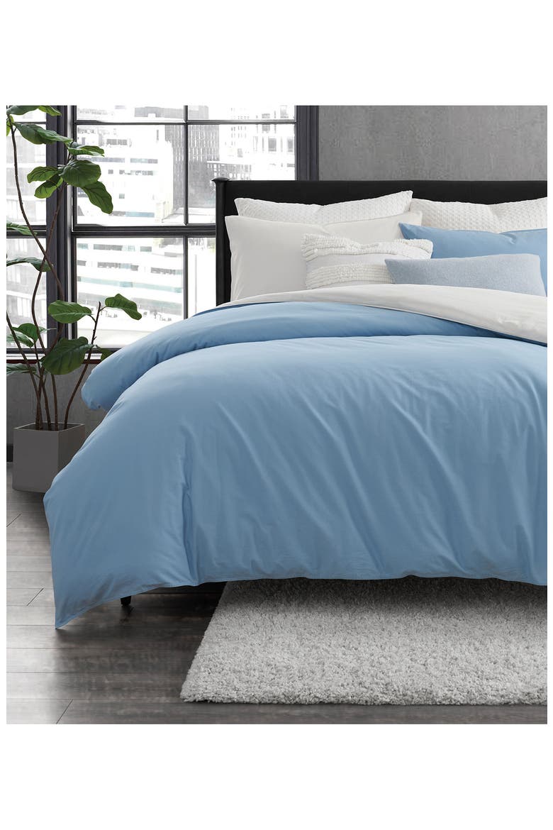 Reversible Vintage Washed Cotton Duvet & Sham Set, Alternate, color, BLUE/ IVORY