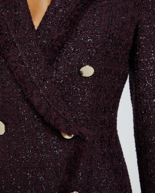 Santorelli Double-breasted Metallic Tweed Jacket In Sangria