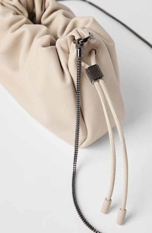 Brunello Cucinelli Soft Leather Mini Mellow Bucket Bag In White