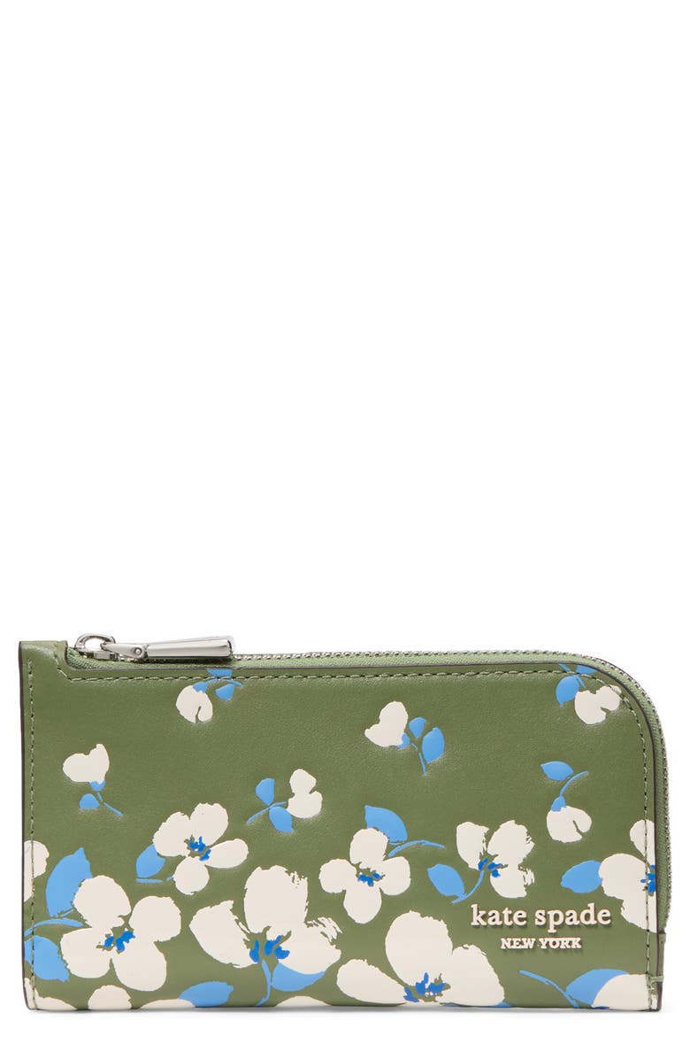 Kate Spade New York devin painterly bouquet embossed leather bifold wallet, Main, color, 