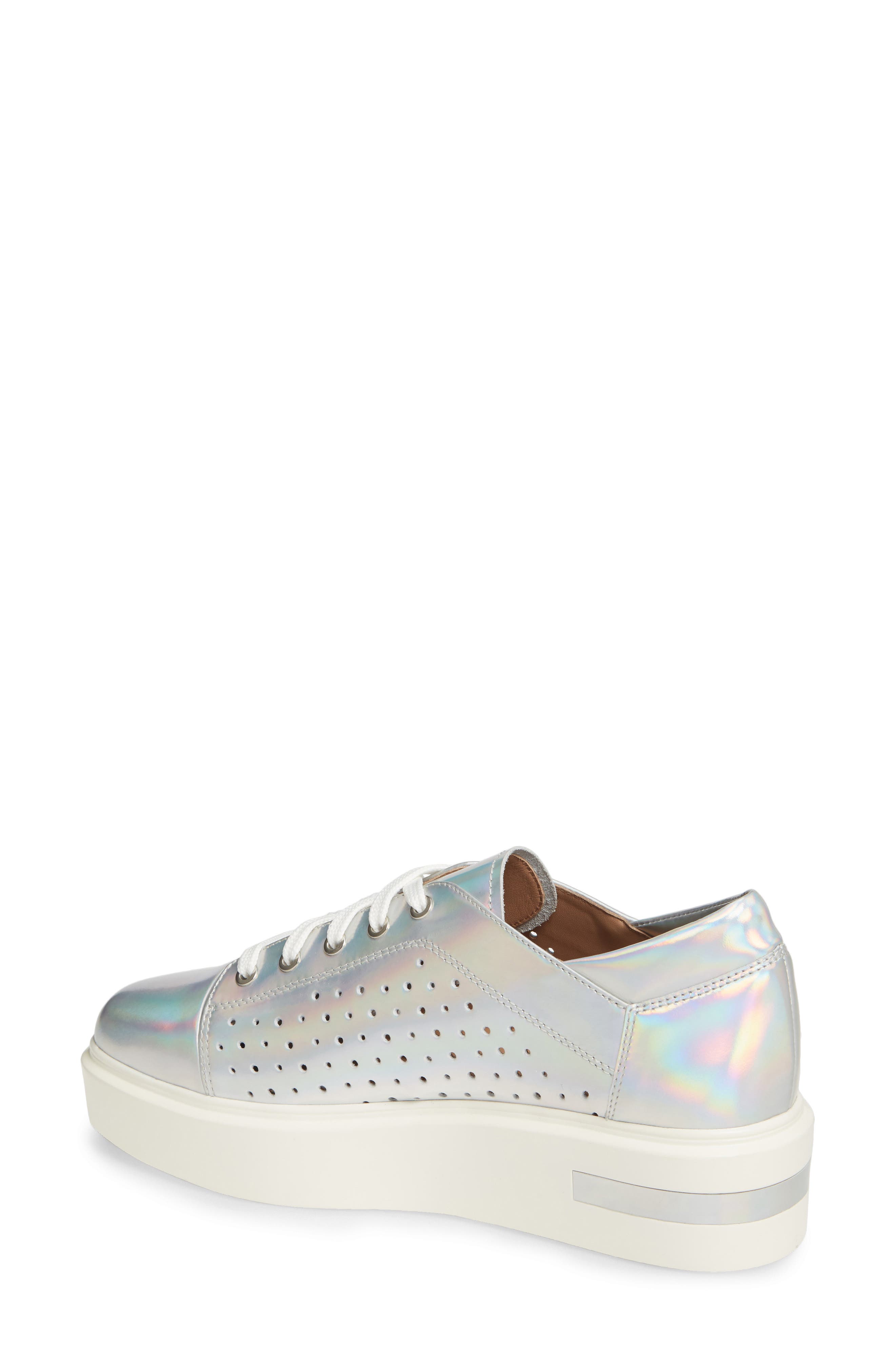 Linea Paolo Kendra Platform Sneaker, Alternate, color, Silver Iridescent Leather