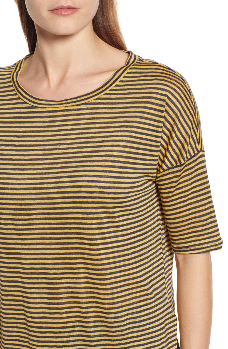Lou & Grey Striped Linen Tee, Alternate, color, Wild Sunflower