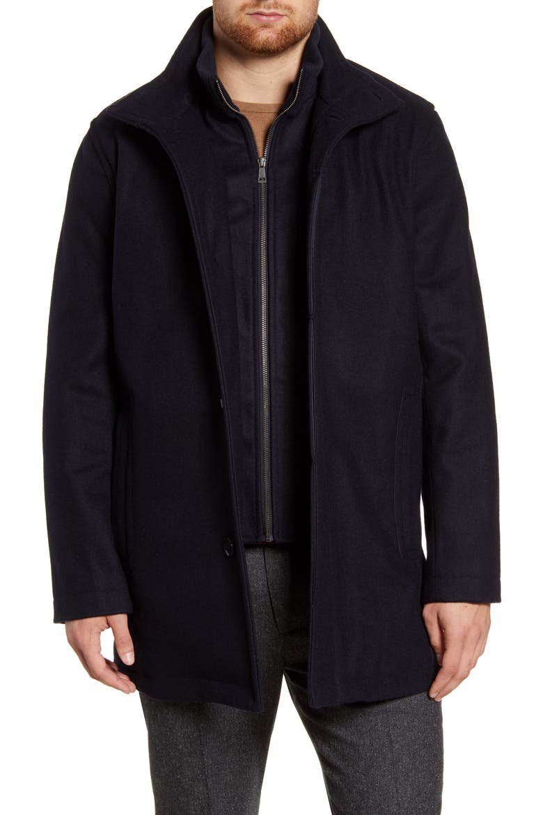 Melton Wool Blend Coat, Main, color, NAVY