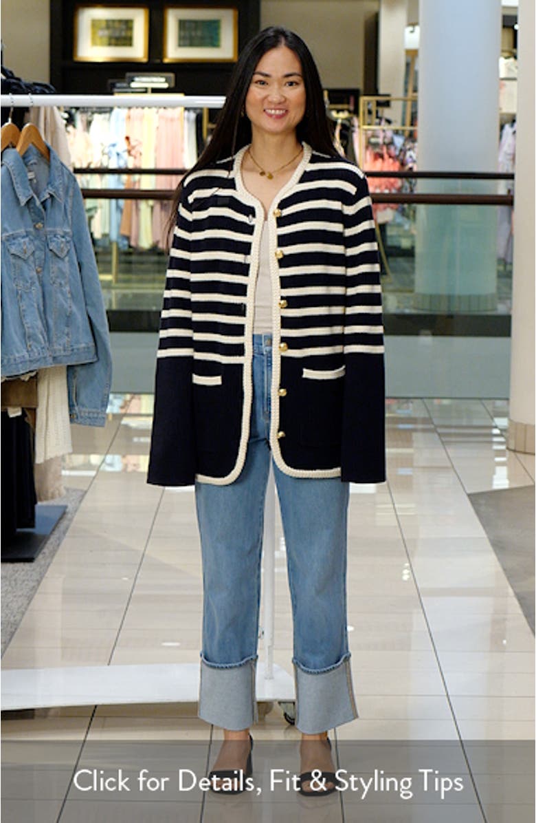 Nora Stripe Cotton Blend Cardigan, sales video thumbnail