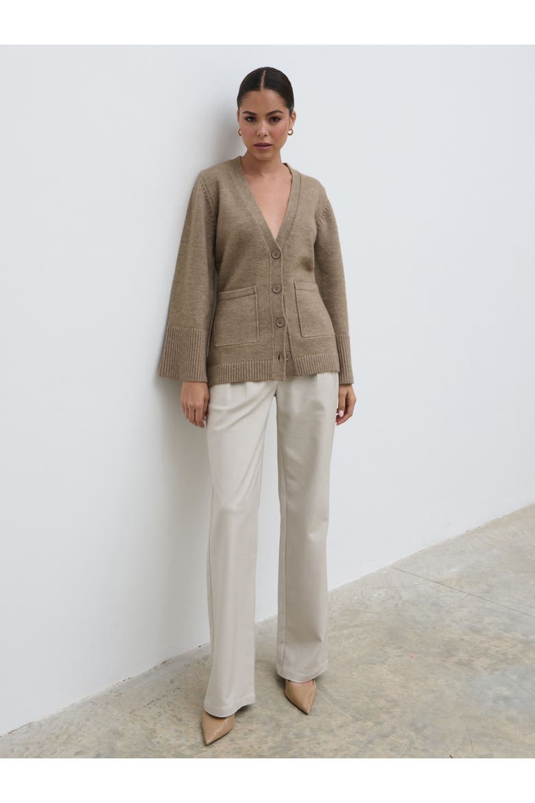 Autumn Chunky Cuff Knit Cardigan, Alternate, color, Dark Beige