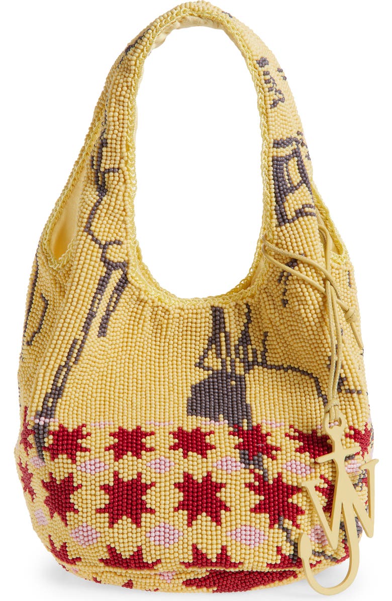 JW Anderson Mini Beaded Shopper Bag, Main, color, Beige Multi