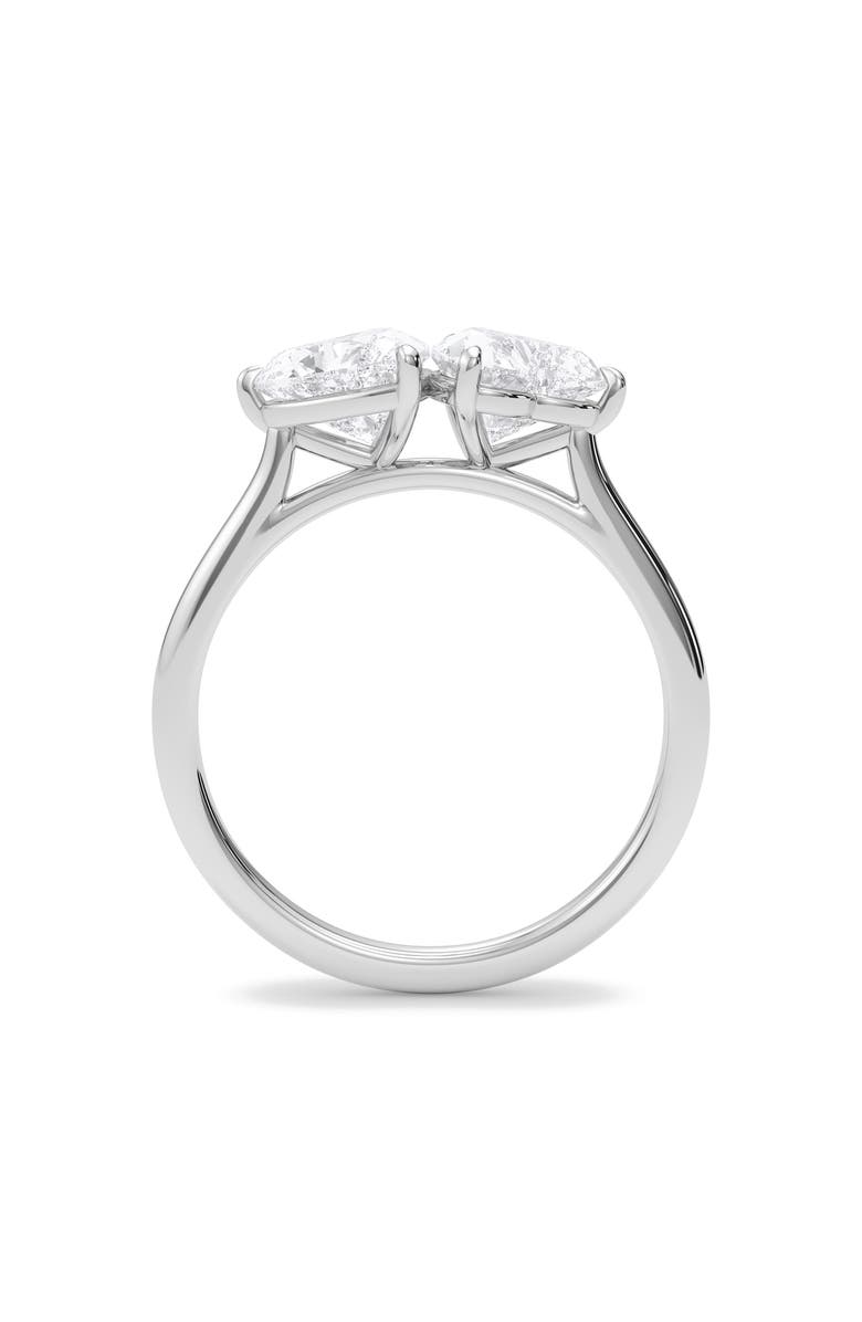 HauteCarat Lab Grown Diamond Twin Heart Ring, Alternate, color, 18K White Gold