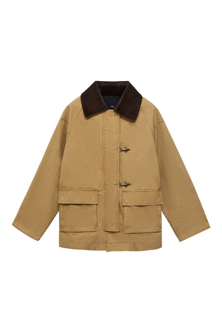 Corduroy Colllar Cotton Canvas Coat, Main, color, MEDIUM BROWN