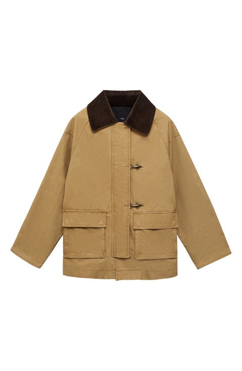 Corduroy Colllar Cotton Canvas Coat