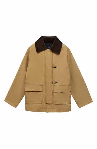 MANGO Corduroy Colllar Cotton Canvas Coat