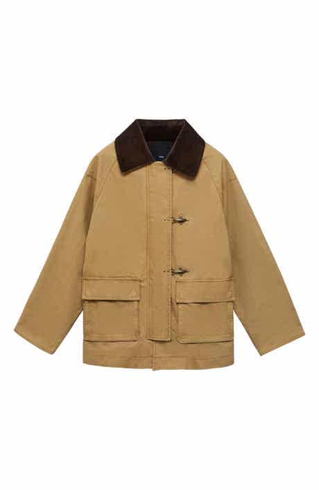 MANGO Corduroy Colllar Cotton Canvas Coat