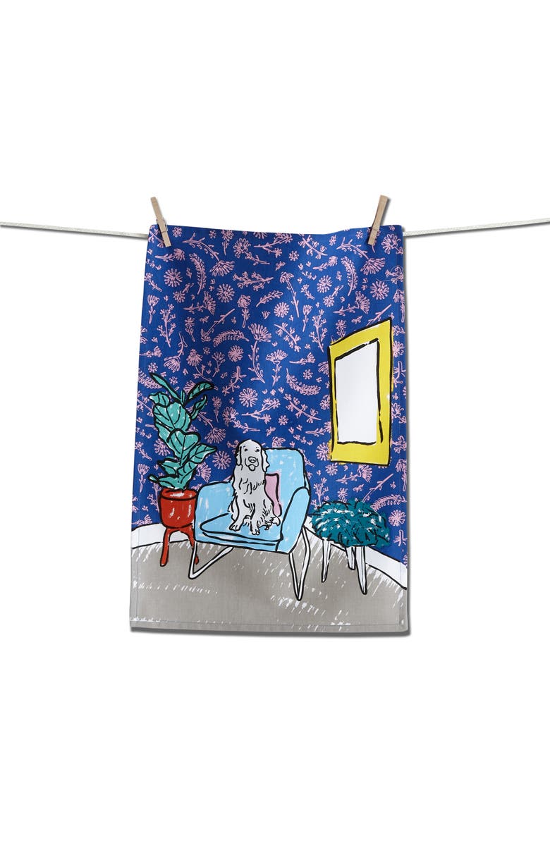 tag Spoiled Dog Blue Kitchen Towels for Pet Lovers Machine Washable, Main, color, Blue