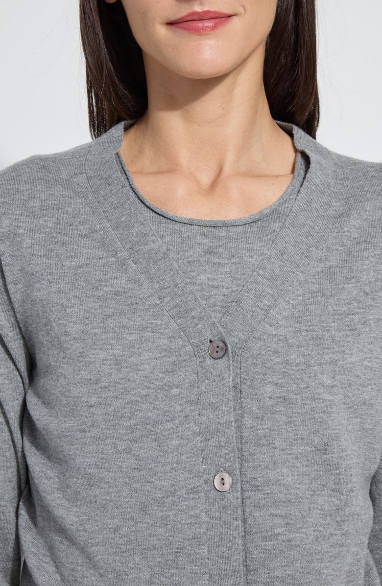 Lysse Cosette Merino Wool Cardigan, Alternate, color, Heather Cloud