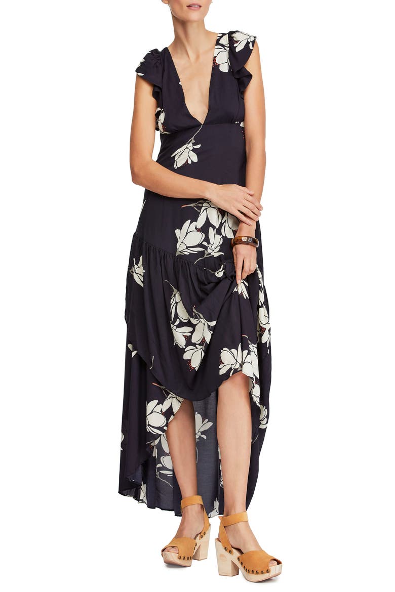 She's a Waterfall High/Low Maxi Dress, Main, color, BLACK COMBO