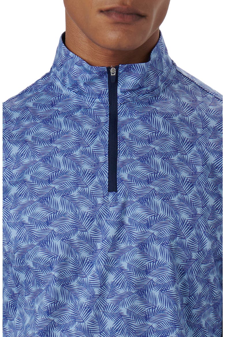 OoohCotton® Frond Print Stretch Cotton Quarter Zip Pullover, Alternate, color, AIR-BLUE