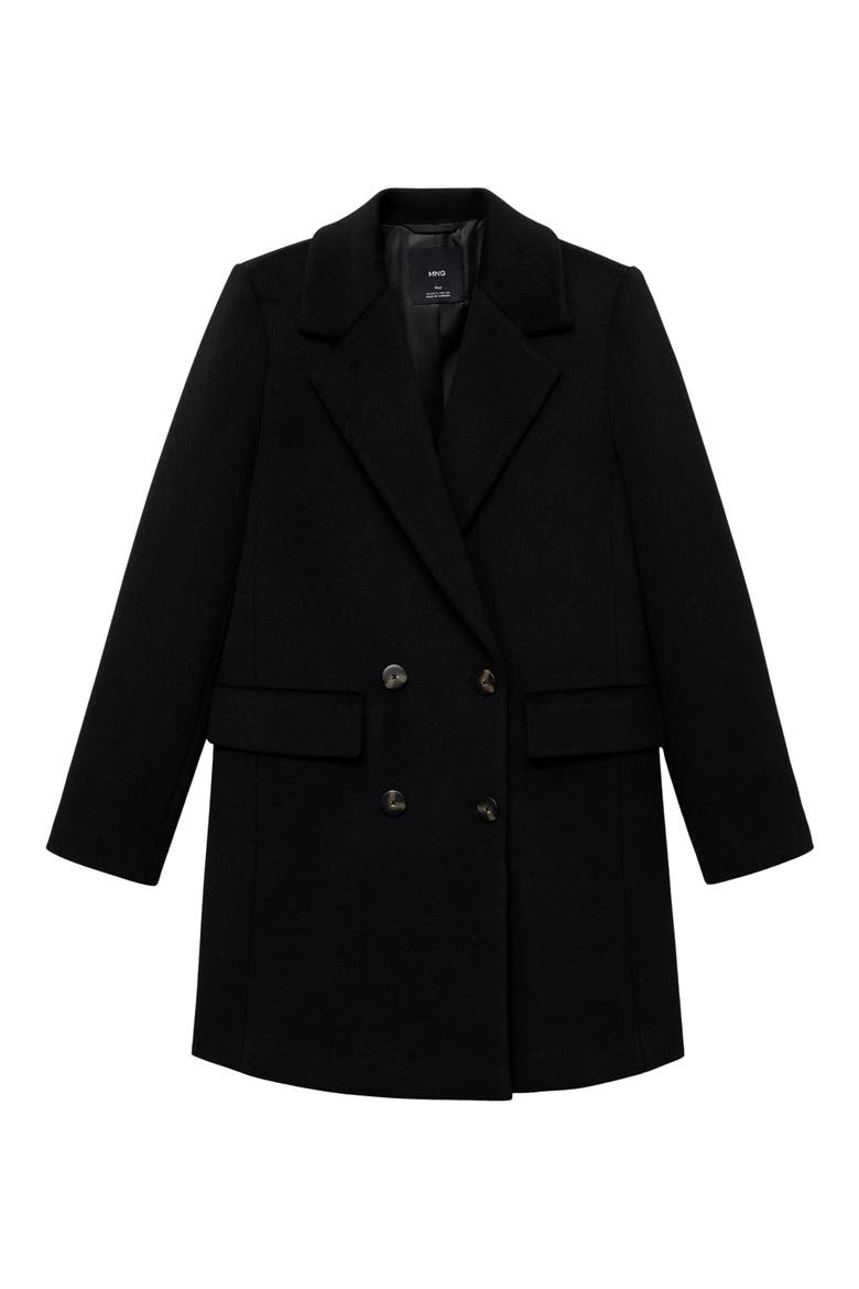 Double Breasted Coat, Alternate, color, BLACK