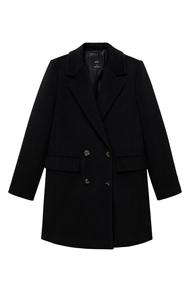 MANGO Double Breasted Coat, Alternate, color, Black