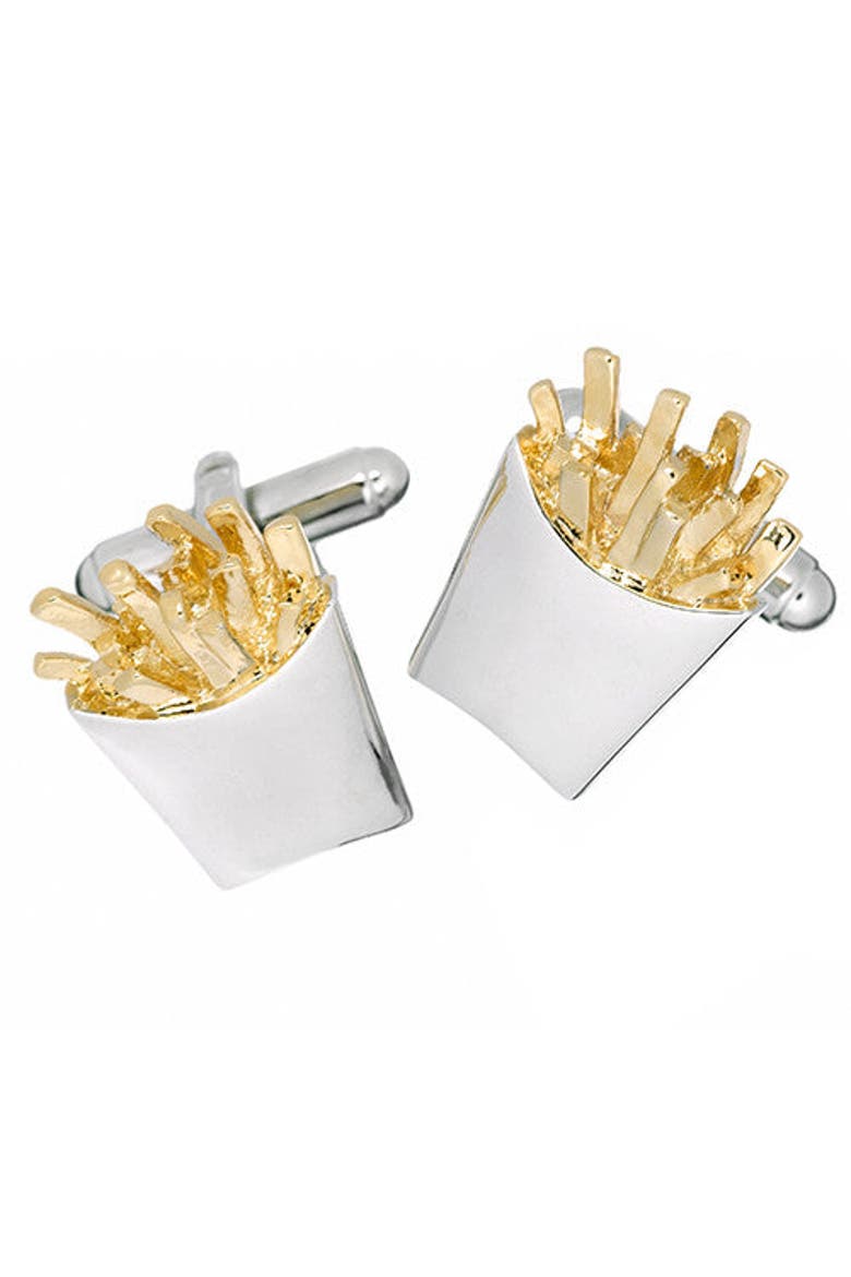 French Fries Cufflinks, Main, color, Gold